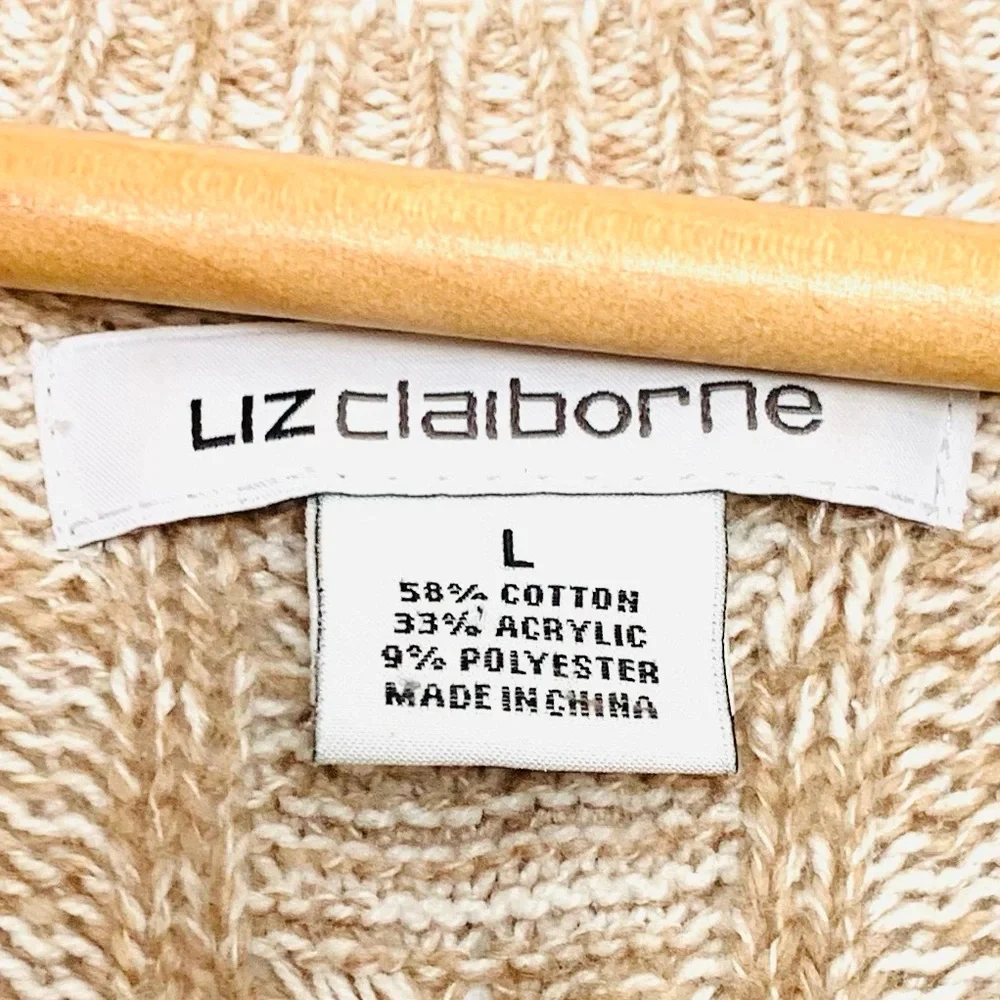 Liz Claiborne Bulky V Neck Crewneck Sweater Sz Large - Picture 4 of 7